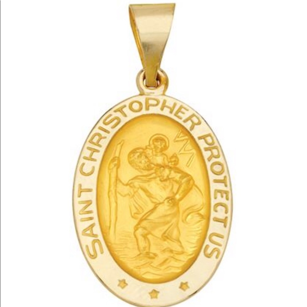 14k Gold Saint Christopher pendant necklace